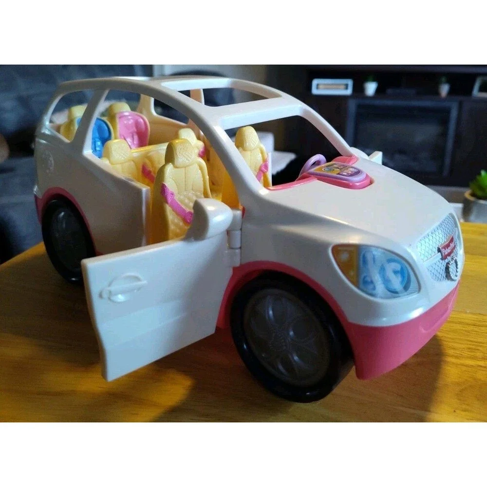 Fisher Price Loving Family Dollhouse SUV Van White Pink Musical Car 2014 Works
